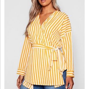 Boohoo yellow wrap top *NWT*